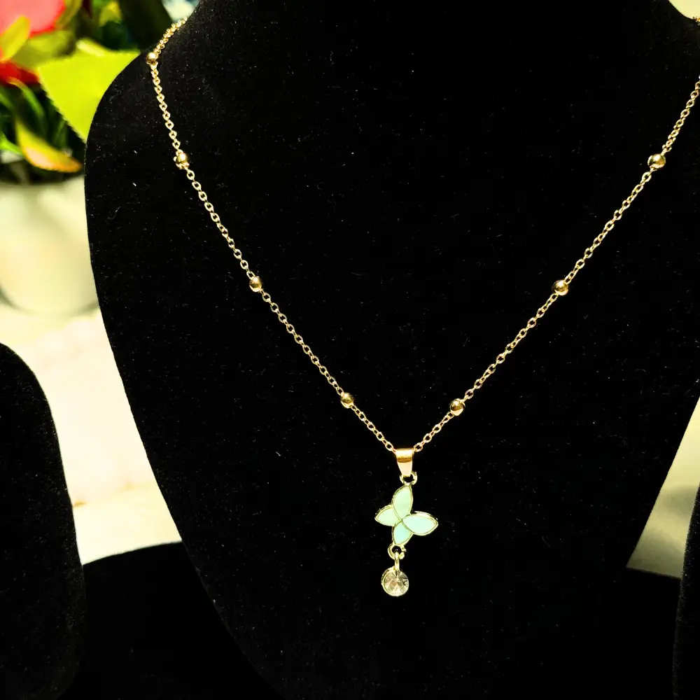 Mint Green Butterfly Pendant Necklace